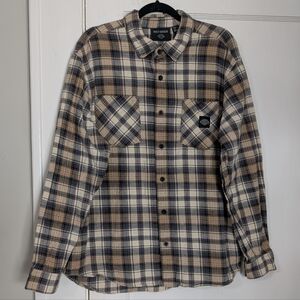 Harley-Davidson Plaid Flannel Button Up Shirt XL Back Logo Graphic